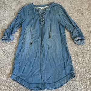 Denim lace up dress!